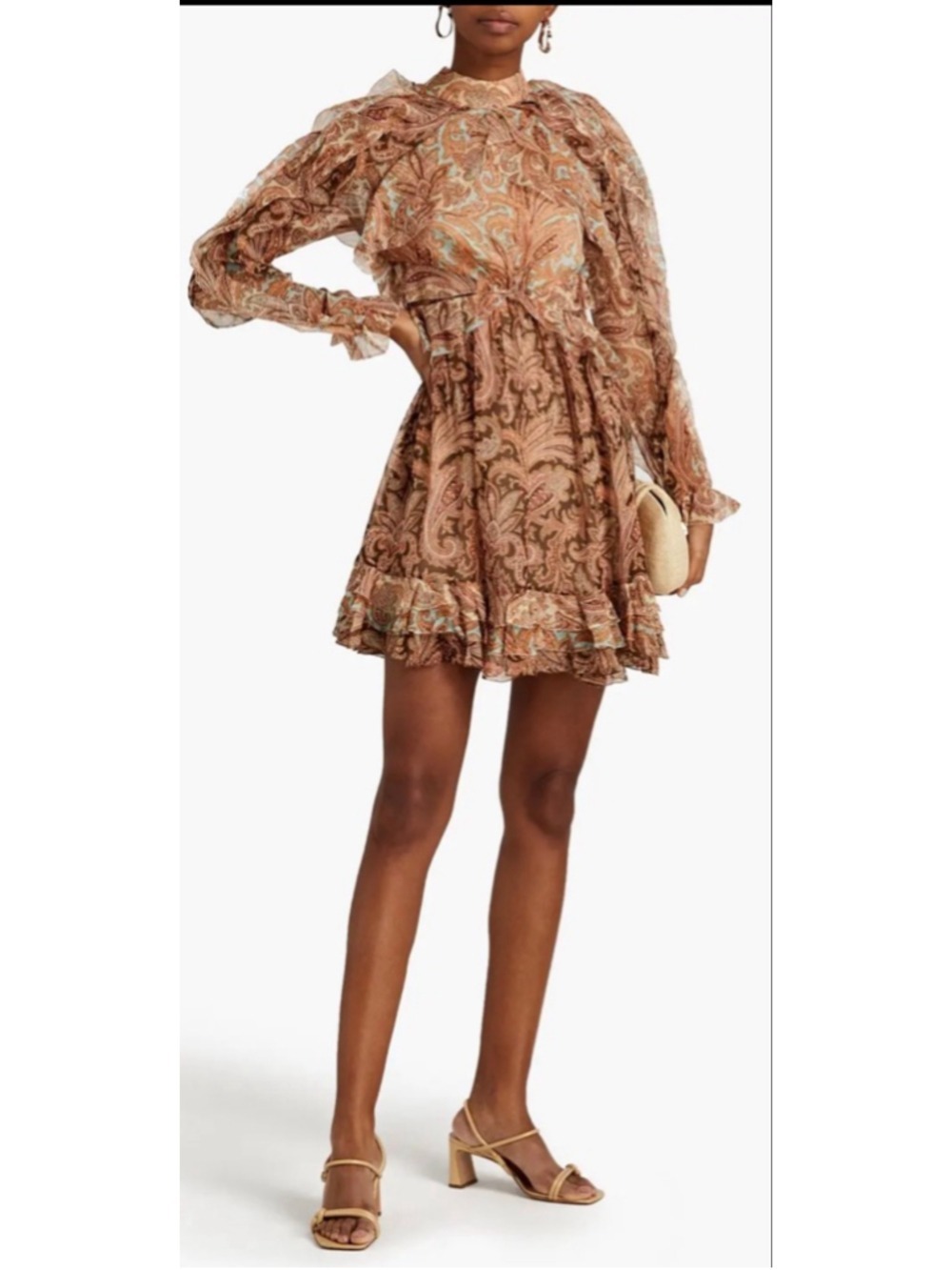 NWT Zimmermann Candescent Waterfall Silk Open Back Mini Dress 3/US 10!